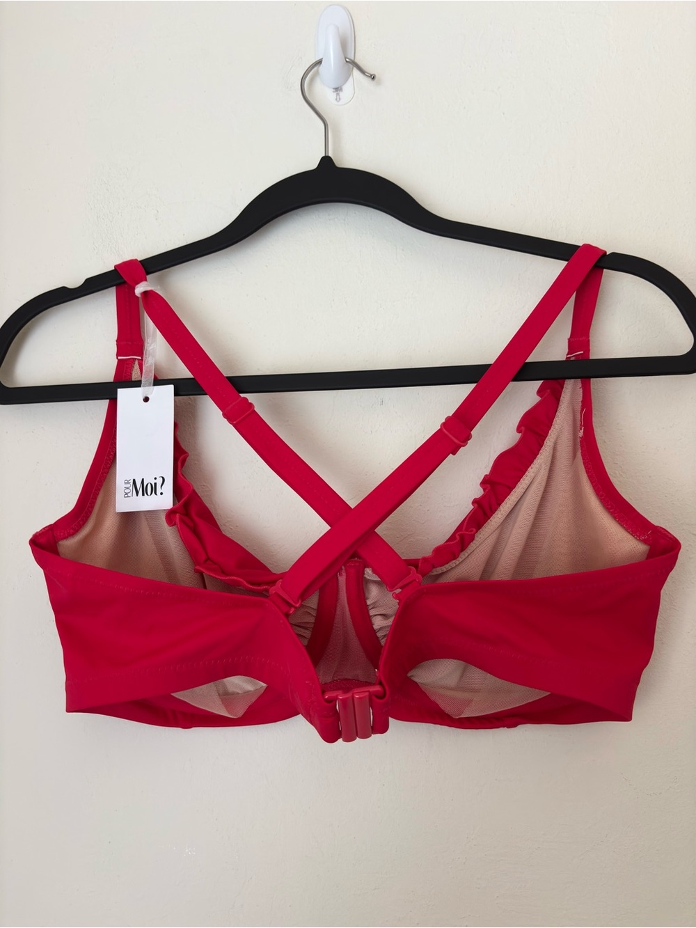Pour Moi? Getaway Halter Underwire Swim Top in Red Size UK 36F/US 36G NEW Ruffle - Picture 5 of 13